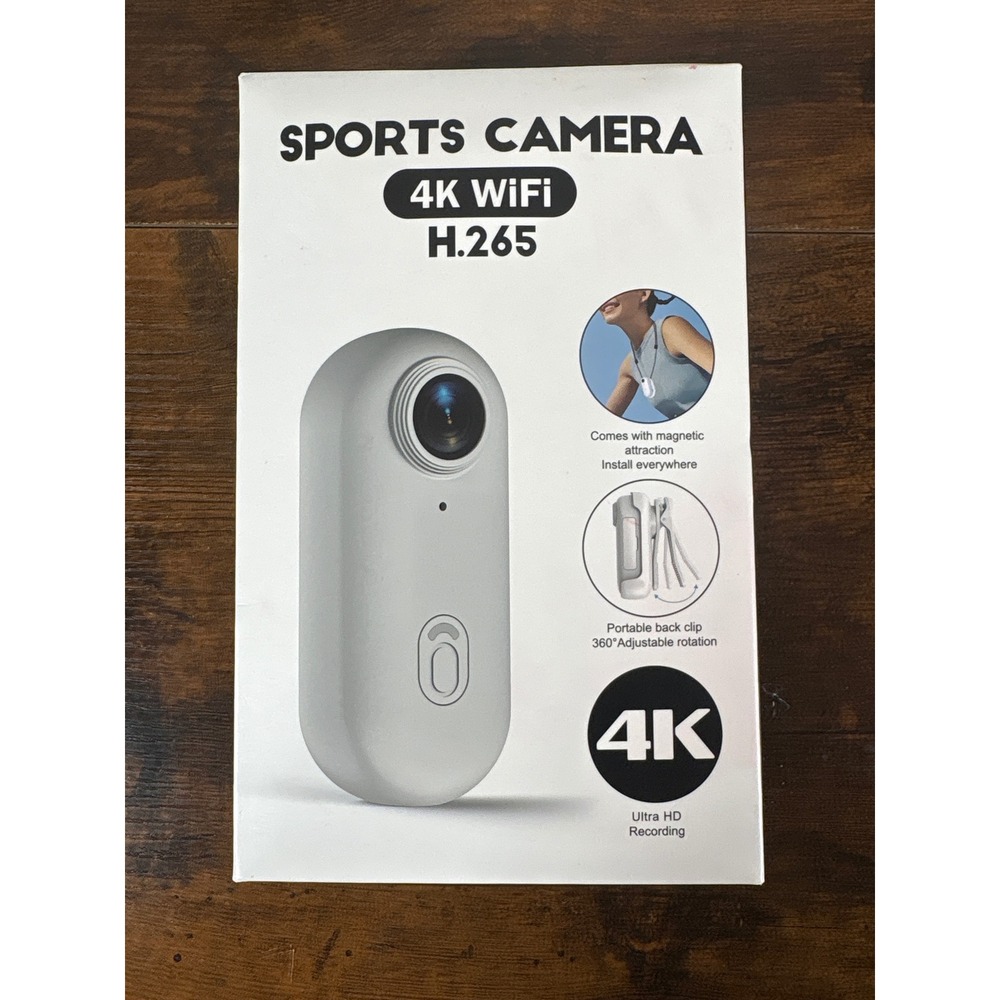 4K WiFi Sports Camera Ultra HD Wearable Action Cam Waterproof 30M H.265 White